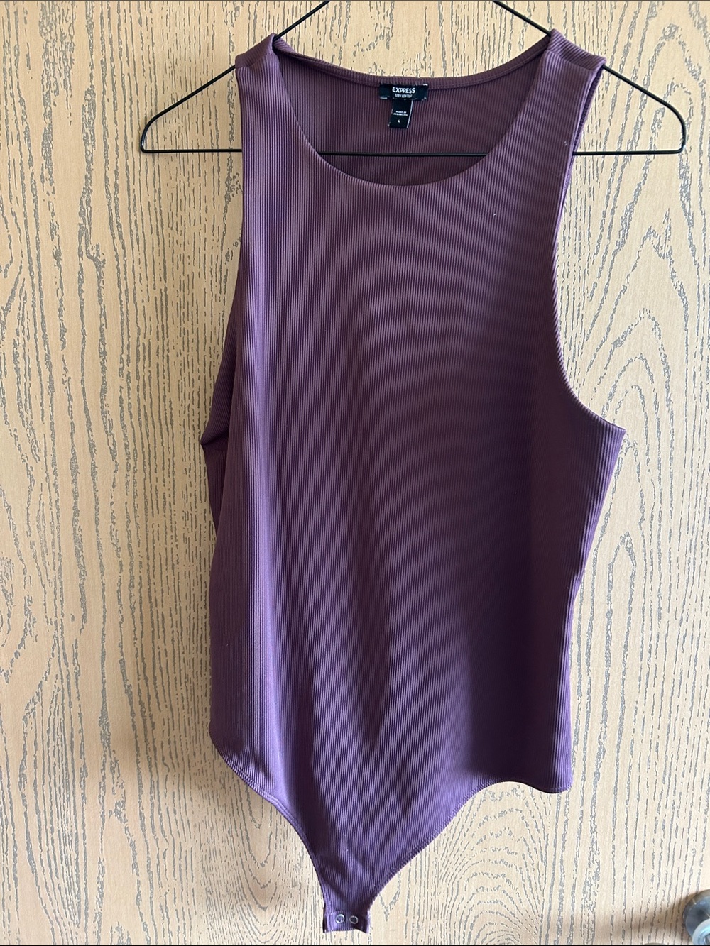 Express Plum Ribbed Sleeveless Bodysuit